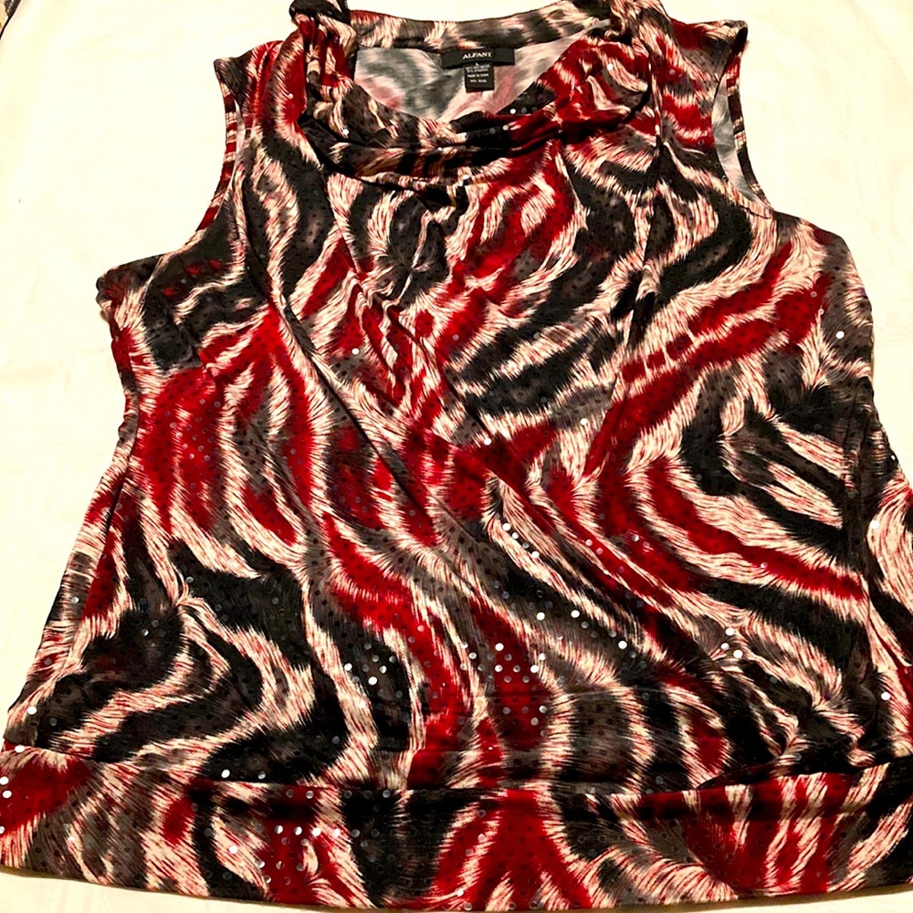 Alfani SZ L Sequined Short Sleeve Top